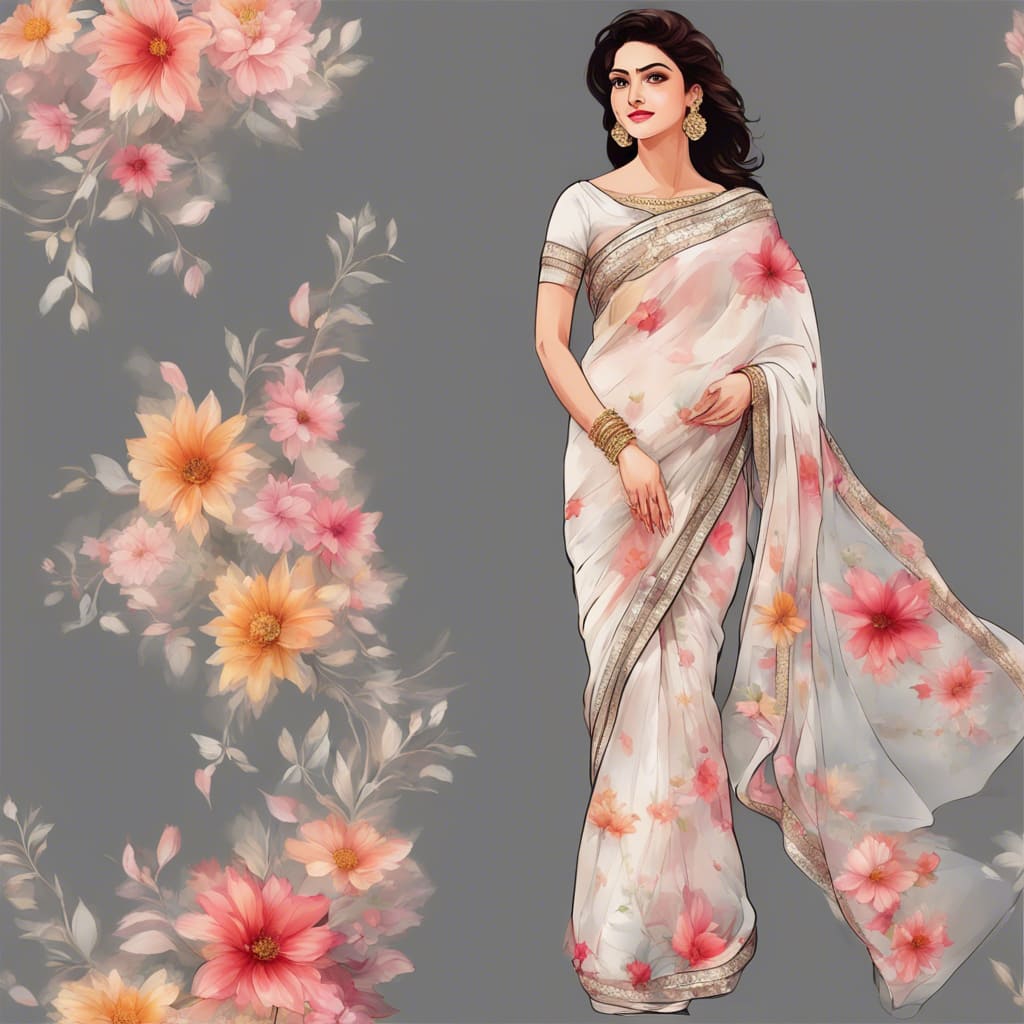 Floral Print Sarees